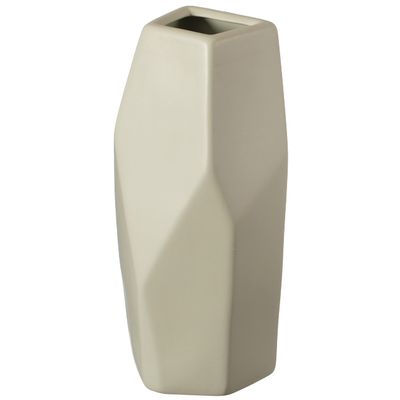 12" H Decorative Ceramic Multi Paned Vase, Modern Style Centerpiece Table Vase Beige, Large