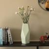 12" H Decorative Ceramic Multi Paned Vase, Modern Style Centerpiece Table Vase Beige, Large view 4