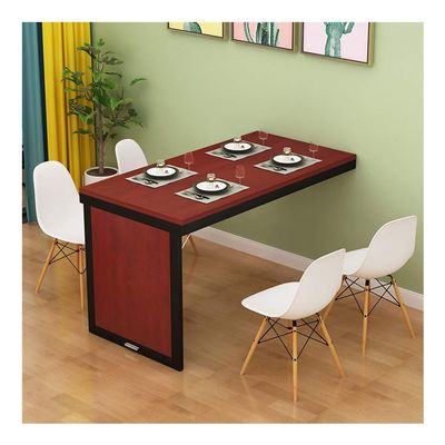 HUAHUA Wall-Mounted Folding Drop-Leaf Table Wall-Mounted Floor-Standing Table, Foldable Kitchen and Dining Wall Cabinets for Easy Installation (Color : Apple Wood Black Frame, Size : 120x60x75cm)