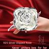 MAXSPT Silver Rose, Silver Dipped Rose Made from Real Rose Best Gifts for her and 25th for Wife, Silver with Stand view 2