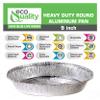EcoQuality 9" Round Aluminum Foil Pans - Disposable Containers with Foldable Walls for Pie Baking, Cooking, Serving, Reheating, and Storing - Freezer and Oven Safe Tart Pan 100 Pack view 3