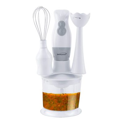 2-Speed Hand Blender and Food Processor with Balloon Whisk (White)