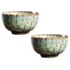 2.3 oz Chinese Kungfu Teacup Handmade Porcelain Japanese Tea Cup Wine Cup Bowl, 2 Pcs Green view 1
