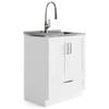 SIMPLIHOME Reed All-in-One 28 inch Wide Utility Sink and Laundry Cabinet in Pure White Finish, Transitional Stainless Steel Sink Cabinet for Laundry Rooms with High-Arch Chrome Faucet and Storage view 1