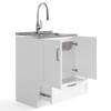 SIMPLIHOME Reed All-in-One 28 inch Wide Utility Sink and Laundry Cabinet in Pure White Finish, Transitional Stainless Steel Sink Cabinet for Laundry Rooms with High-Arch Chrome Faucet and Storage view 3
