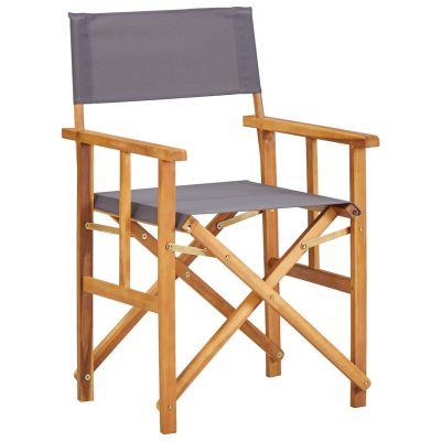 Tidyard Folding Director Chair, Solid Acacia Wood Frame with Dark Grey Fabric, Foldable Outdoor Chair for Garden, Terrace, Beach and Camping