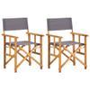 Tidyard Director Chair Set of 2, Solid Acacia Wood Folding Chairs with Polyester Seat, Brown and Dark Grey for Outdoor Garden, Patio, and Balcony view 1