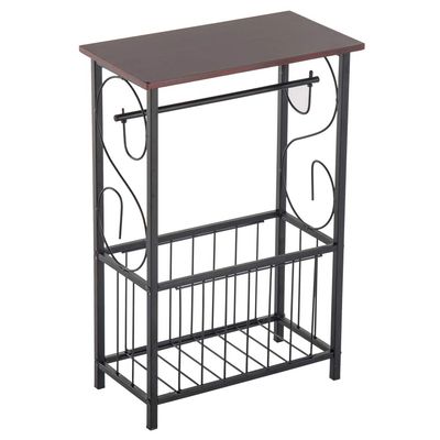 Toilet Table Stand with Paper Holder and Magazine Basket Freestanding Bathroom Side Table Storage Shelf Restroom Decor Organizer