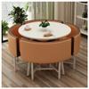 Simple Table and Chair Set Modern Design Round Table Balcony Living Room Dining Table Office Meeting Room Lounge 4 Leather Chairs Coffee Shop Beauty Salon Leisure Table Color: Army Green view 1