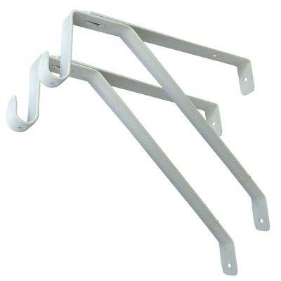 MroMax 2Pcs Shelf Bracket 250x230mm Oval Closet Rod Adjustable Heavy Duty Carbon Steel for Load Supports Rear Cleat Strip 04 White