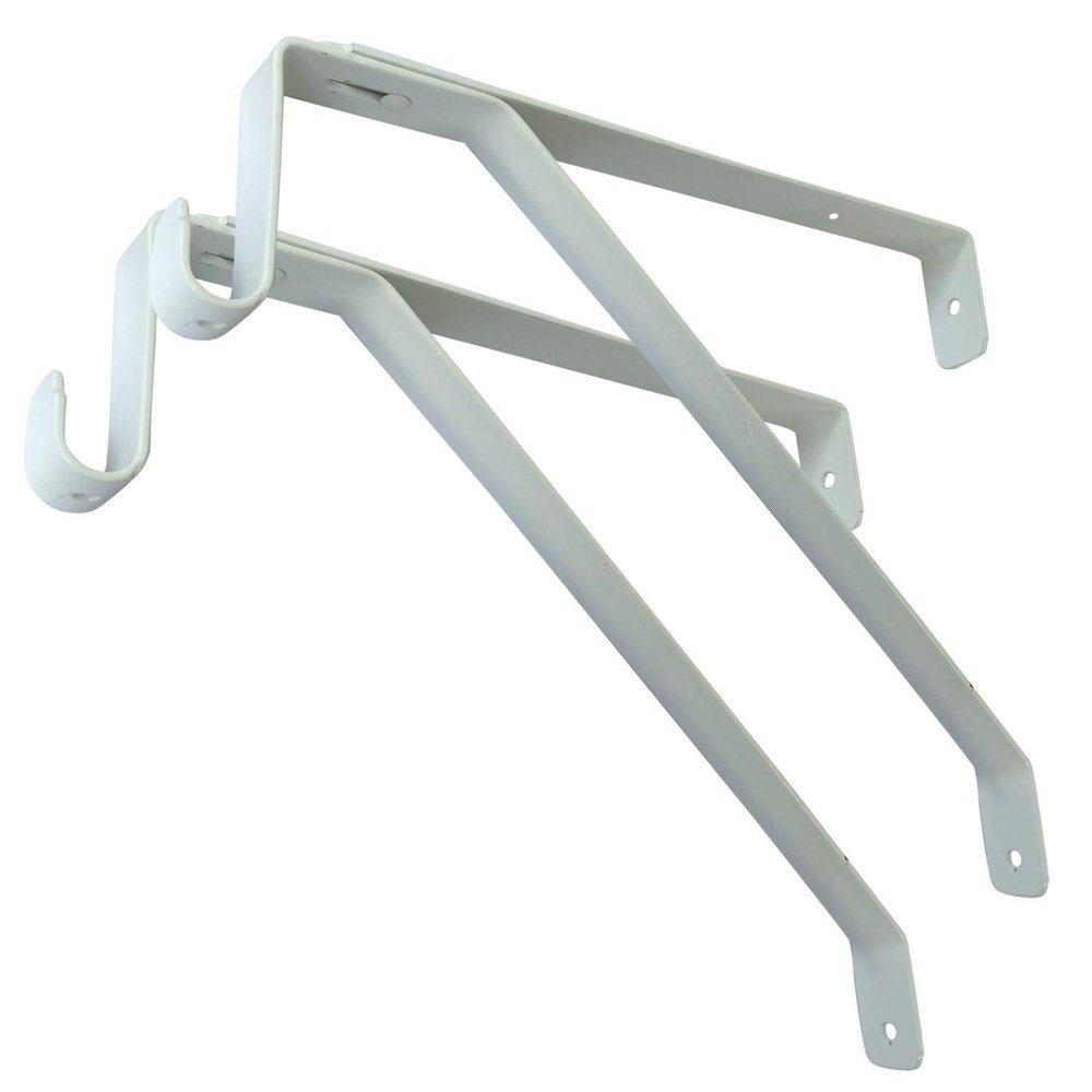 MroMax 4Pcs Shelf Bracket 250x230mm Oval Closet Rod Adjustable Heavy Duty Carbon Steel for Load Supports Rear Cleat Strip 04 White