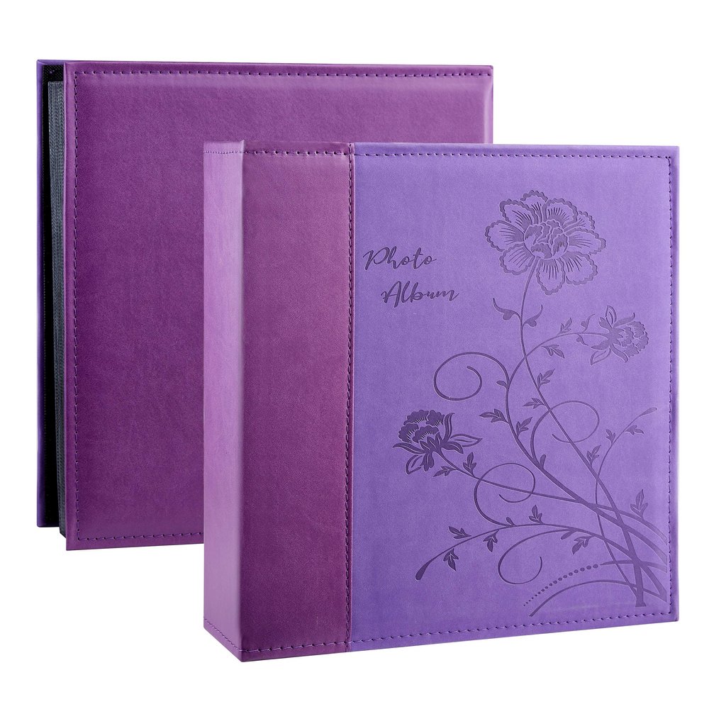 Artmag Photo Album 4x6 1000 Photos, Large Capacity Wedding Family Leather Cover Picture Albums Holds Horizontal and Vertical 4x6 photos with Black Pages(Purple)