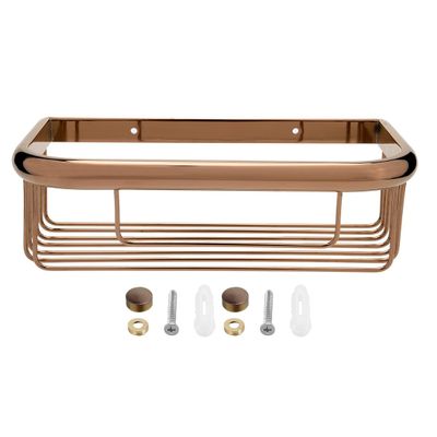 Aexit 10-inch Brass Wall Mount Rectangle Shape Bathroom Shower Basket Caddy Rose Gold (2122c2df89046241566f7b97c954b996)