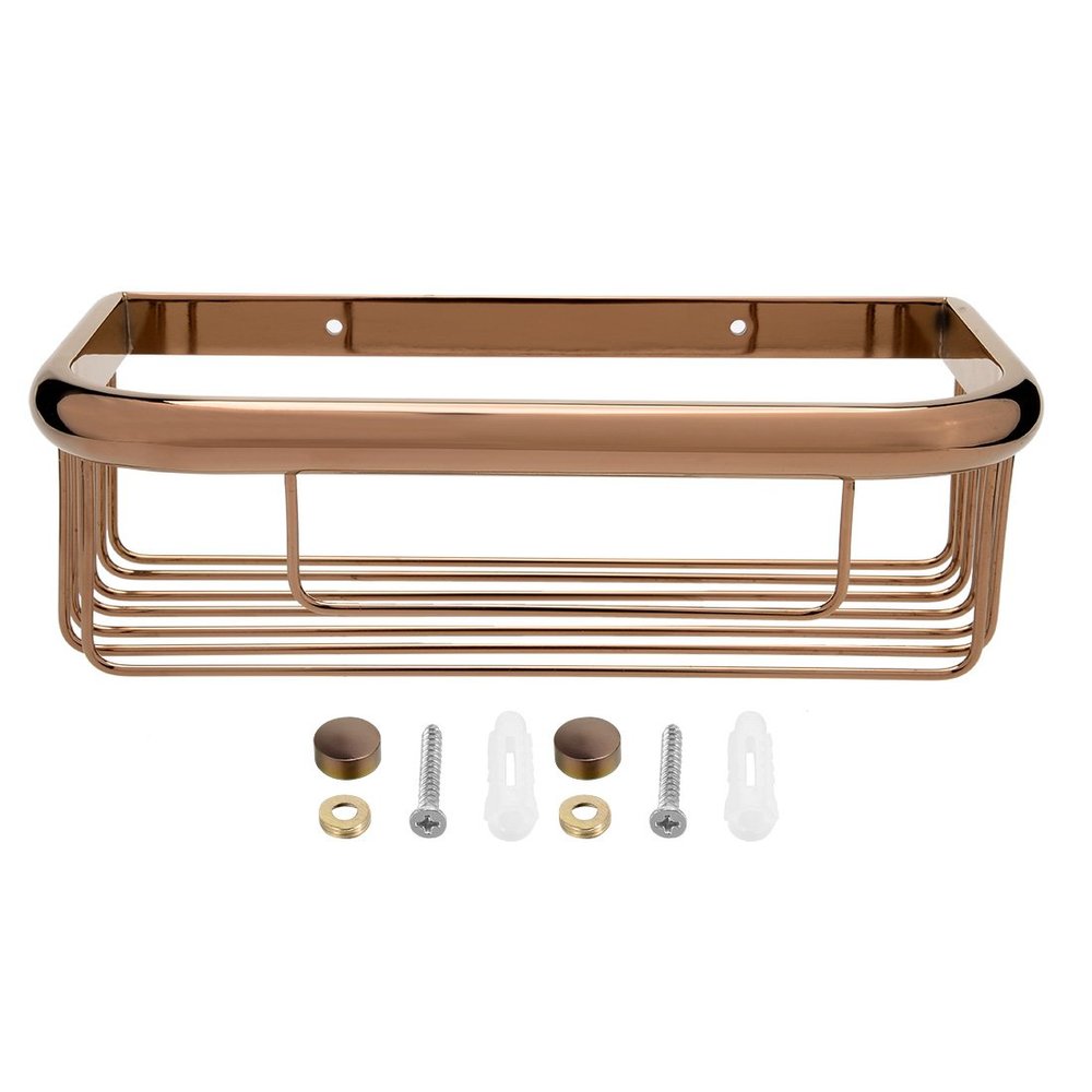 Aexit 10-inch Brass Wall Mount Rectangle Shape Bathroom Shower Basket Caddy Rose Gold (2122c2df89046241566f7b97c954b996)
