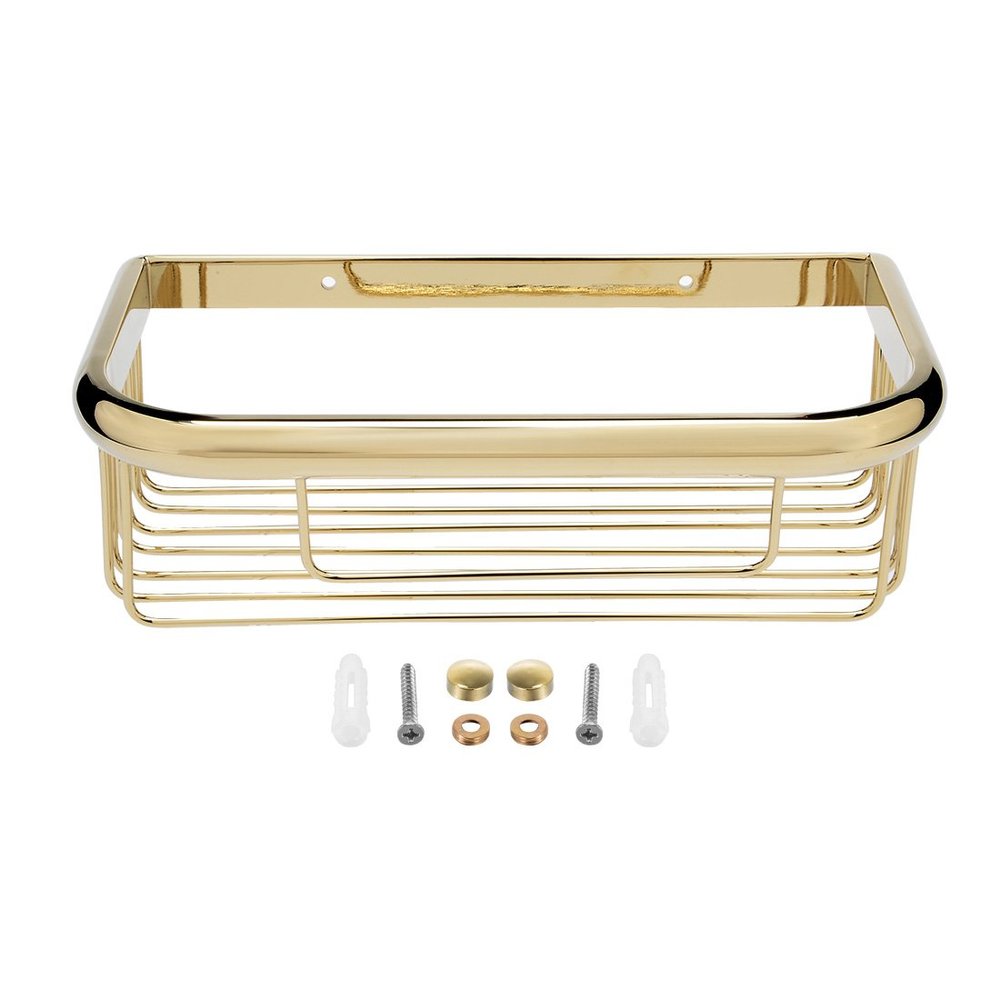 Aexit 10-inch Brass Wall Mount Rectangle Shape Bathroom Shower Caddy Basket Gold Tone (723d87d9f5ec12c603f1e6b3f1c154e5)