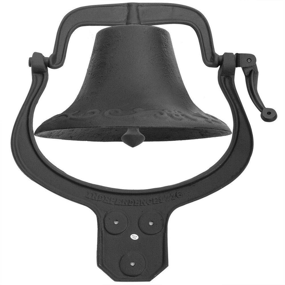 (GG) Large Bell Outdoor Farmhouse Style Bell Cast Iron Dinner School Bell Antique Black