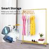 BOSURU Rolling Gold Clothing Racks on Wheels, Retail Display Industrial Pipe Clothing Racks for Hanging Garment Racks for Boutiques, Home view 3