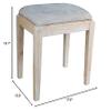 Unfinished Upholstered Vanity Bench Solid Traditional Microfiber Wood view 2