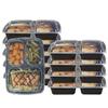 3 Compartment Premium Meal Prep Food Containers With Lids (Set Of 10) Black Plastic 10 Piece view 1