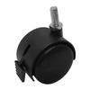 MH GLOBAL 8 Pc 2 Inch Black PVC Nylon Twin Casters with Brake 5/16 x 1 Inch Thread Size view 3