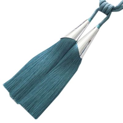 1 Pair Double Balls Tassels Curtain Tiebacks Holdbacks Creative Decorative Drape Tiebacks Rope Tassel Curtain Buckle (Peacock Blue)