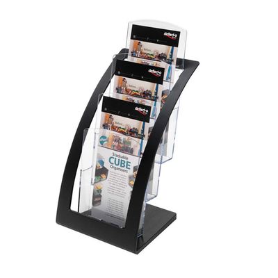 AIZYR Three Floors Magazine Holder Plastic, Home Style Magazine Holder Rack - Transparent Material/Made of UV-Resistant Material, Beautiful and Durable,Black