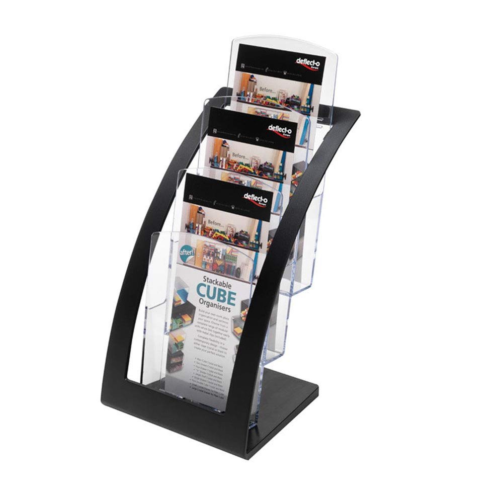 AIZYR Three Floors Magazine Holder Plastic, Home Style Magazine Holder Rack - Transparent Material/Made of UV-Resistant Material, Beautiful and Durable,Black