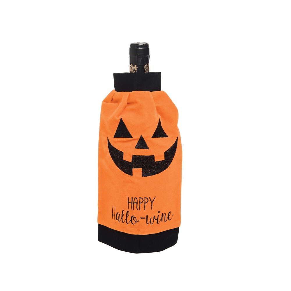 C&F Home Happy Hallo-Wine Halloween Pumpkin Jack-O-Lantern Wine Bottle Bag Festive Gift Decor Decoration Orange