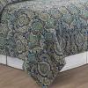 C&F Home Ada Navy Blue Damask Full/Queen Cotton Quilt Set Reversible Machine Washable Bedding Full/Queen 3 Piece Set Navy view 3