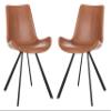 Safavieh Home Terra Mid-Century Modern Cognac Faux Leather and Black Dining Chair, Set of 2 view 1