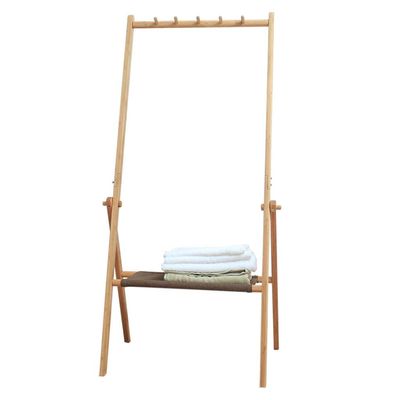 COAT RACK Solid Wood Trapezoid Coat Hook On Top Bottom Storage Rack Clothes Hat Bag Floor-Standing Foldable Solid Body Easy to Assemble
