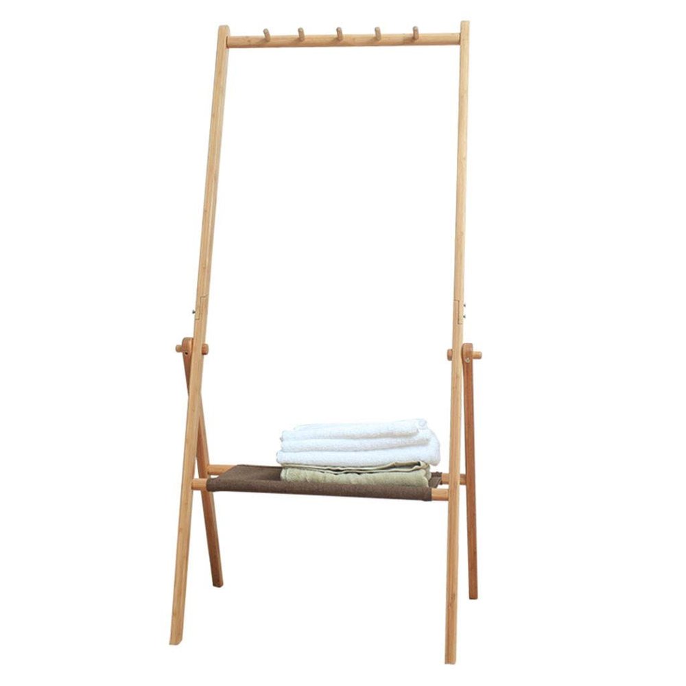 COAT RACK Solid Wood Trapezoid Coat Hook On Top Bottom Storage Rack Clothes Hat Bag Floor-Standing Foldable Solid Body Easy to Assemble