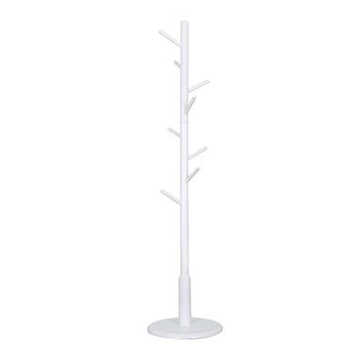 COAT RACK Standing Solid Wood Assembly Landing Single Shot Multiple Tree Hooks Clothes Rack at The Entrance Clothes Hat Bag Storage Rack (Color : White)