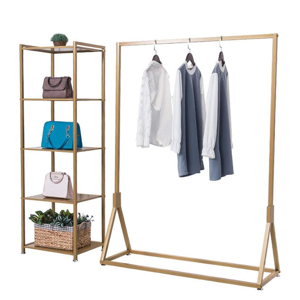 COAT RACK Metal Clothing Racks Commercial Grade with Hanging Rod Four-Layer Storage Rack Hat Bag Clothes Finishing Lockers and Shelves (Size : 10040155cm 5040155cm)