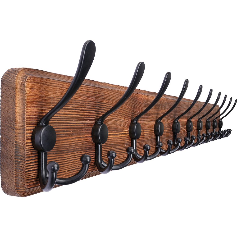 SKOLOO Rustic Large Coat Rack Wall Mount-38.6'' Long Coat Rack for Wall, Wood Coat Rack Hook, Farmhouse Coat Hanger Wall Mount for Hanging Jacket Coat