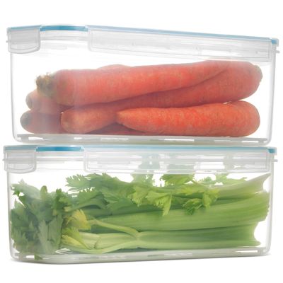Komax Biokips Fridge Storage Containers Airtight Fridge Organizers and Storage Clear Containers w/Dripping Tray Meat, Veggie, or Fruit Storage Containers for Fridge (2-Pack, 118 oz)