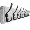 SKOLOO Coat Rack Wall Mounted - 38.3'' Long, Wooden, Heavy Duty, Rustic Coat Hooks for Wall, Wall Coat Rack with 10 Triple Hooks for Hanging Clothes, Jacket, Hat(Weathered White) view 1