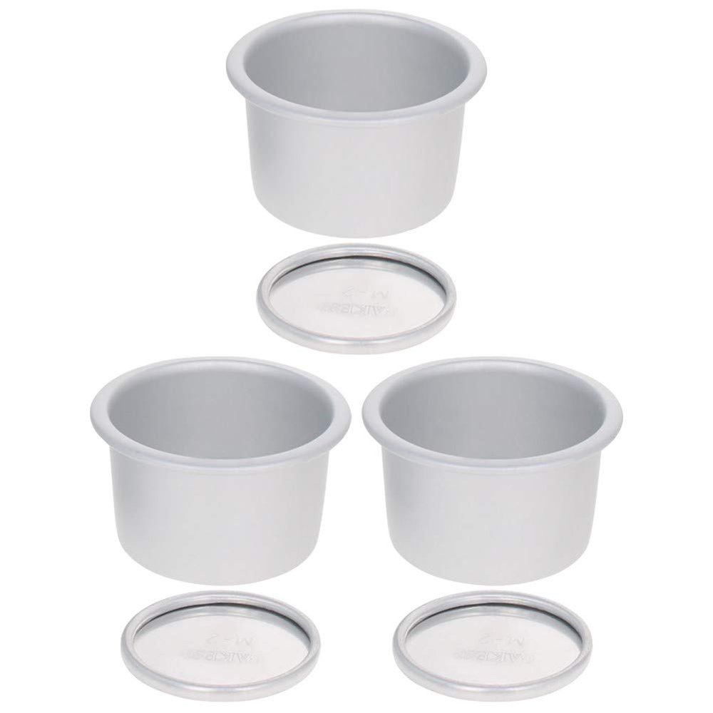 Othmro 3 Pack Bakeware Round Cake Pan 50mm(Bottom)*65mm(Top) Dia with Removable Loose Bottom Quick Release Coating Bakeware for Oven and Instant Pot Cake Baking