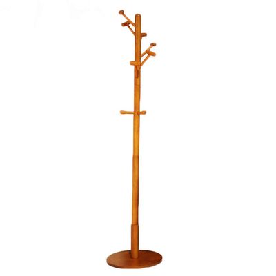 COAT RACK Standing Single Shot Disc Base Multiple Hammer Hooks Entrance Hanger Solid Wood Component Honey Color Size 40  180cm Coat Bag Storage Rack