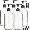 Youngever 5 Pack Empty Clear Glass Pump Bottles, 8 Ounce Lotion Pump Bottles, Soap Dispenser, Refillable Containers, Durable Black Pumps view 1