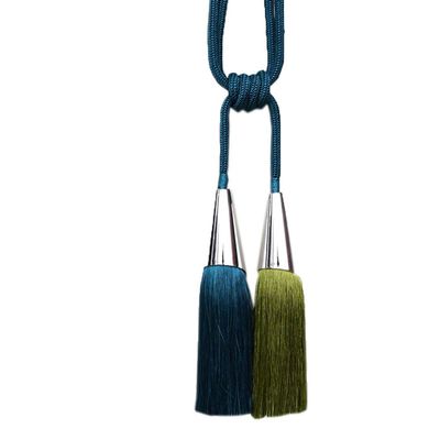 1 Pair Creative Double Balls Curtain Tassel Rope Curtain Buckle Tieback Decorative Tassels Curtain Tiebacks Holdbacks Drape Tiebacks Rope (Peacock Blue)