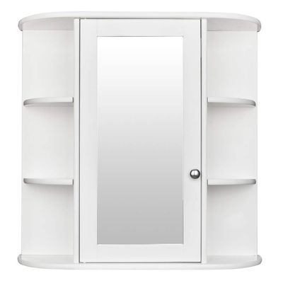 Anshunyin Bathroom Wall Mounted Cabinet 3-Tier Single Door Mirror Indoor Bathroom Wall Medicine Cabinet Shelves Storage Shelf White