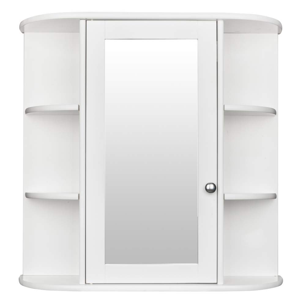Anshunyin Bathroom Wall Mounted Cabinet 3-Tier Single Door Mirror Indoor Bathroom Wall Medicine Cabinet Shelves Storage Shelf White