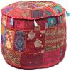 Sophia-Art Indian Embroidered Patchwork Cover Indian Decorative Pouf Indian Comfortable Floor Cotton Cushion Ottoman Pouf,Indian Designs Ethnic Patchwork Pouf (Red, 18"x13") view 1