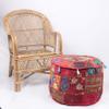 Sophia-Art Indian Embroidered Patchwork Cover Indian Decorative Pouf Indian Comfortable Floor Cotton Cushion Ottoman Pouf,Indian Designs Ethnic Patchwork Pouf (Red, 18"x13") view 2