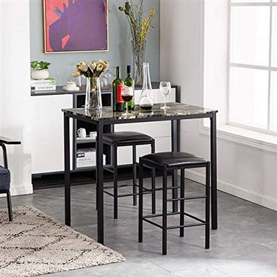 90 x 60 x 82 cm Tavern Collection 3-Piece Table Set 3 Piece Dining Set Studio Collection Soho Dining Table with Two Stools Home Kitchen Breakfast Table