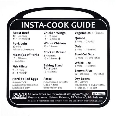 RSVP International Kitchen Organization Collection Removable Labels, Insta-Cook Guide, White/Black