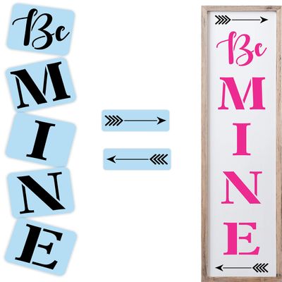 Barn Star Be Mine Valentines Arrow Porch Sign Stencil Kit, Reusable, Paint Your Own Wood Sign