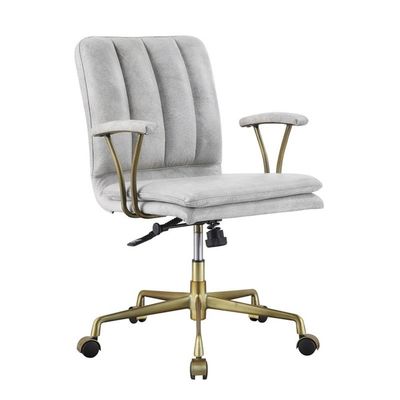 Acme Damir Office Chair in Vintage White Top Grain Leather and Chrome