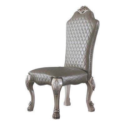 Acme Dresden Faux Leather Upholstered Side Chair in Vintage Bone White Set of 2